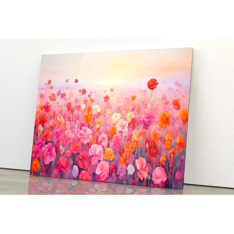 Watercolor Summer Field of Flowers Acrylic Glass Print Tempered Glass Wall Art 100% Made in Australia Ready to Hang