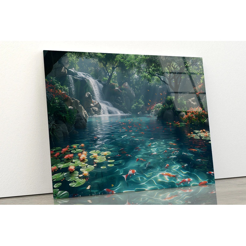 Waterfall in the Garden View Acrylic Glass Print Tempered Glass Wall Art 100% Made in Australia Ready to Hang