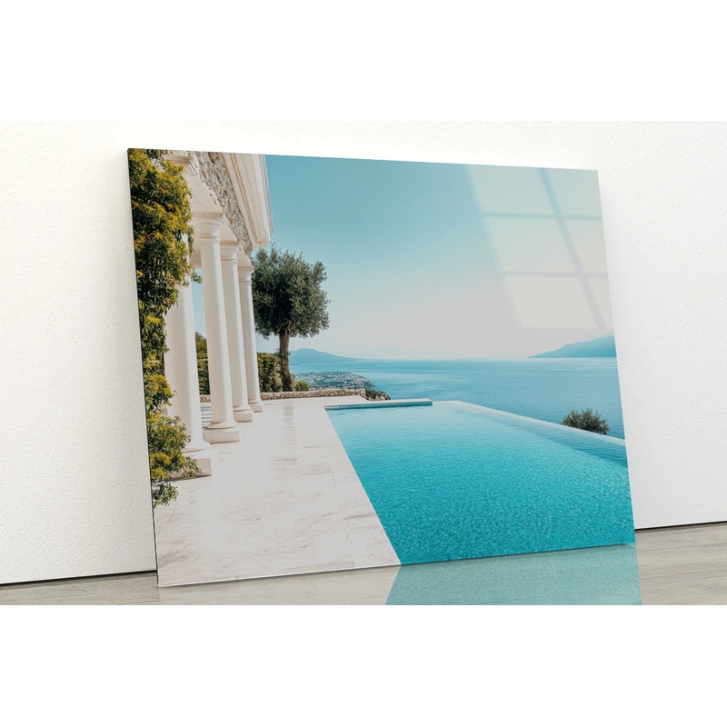 A Beautiful Pool with a View of the Ocean Acrylic Glass Print Tempered Glass Wall Art 100% Made in Australia Ready to Hang