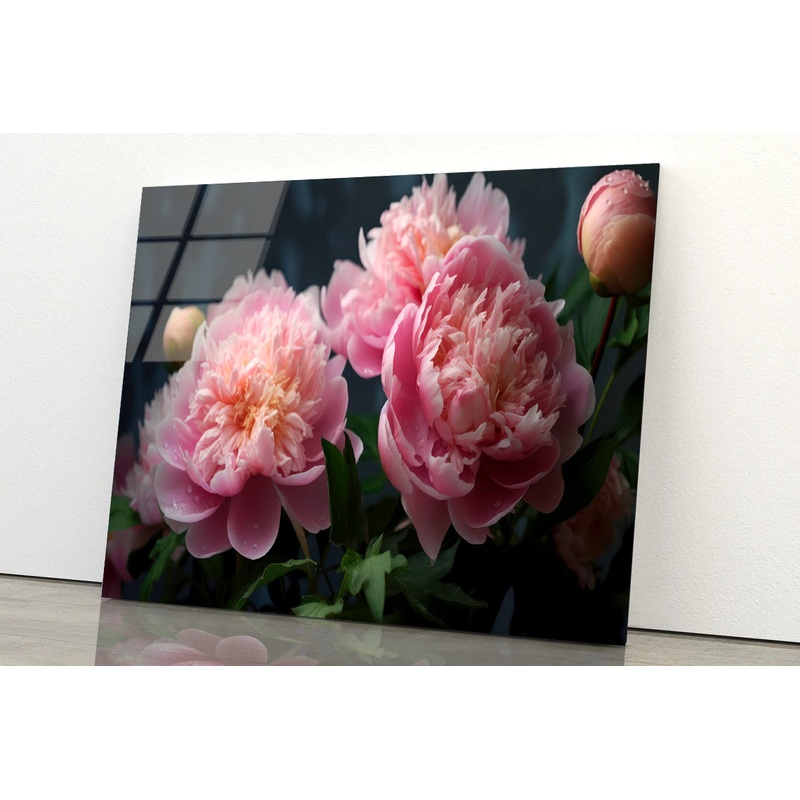 A Vase Filled With Fresh Pink Peonies Acrylic Glass Print Tempered Glass Wall Art 100% Made in Australia Ready to Hang