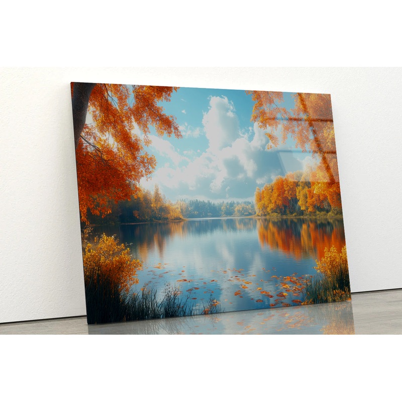 Autumn, Lake & Trees Acrylic Glass Print Tempered Glass Wall Art 100% Made in Australia Ready to Hang