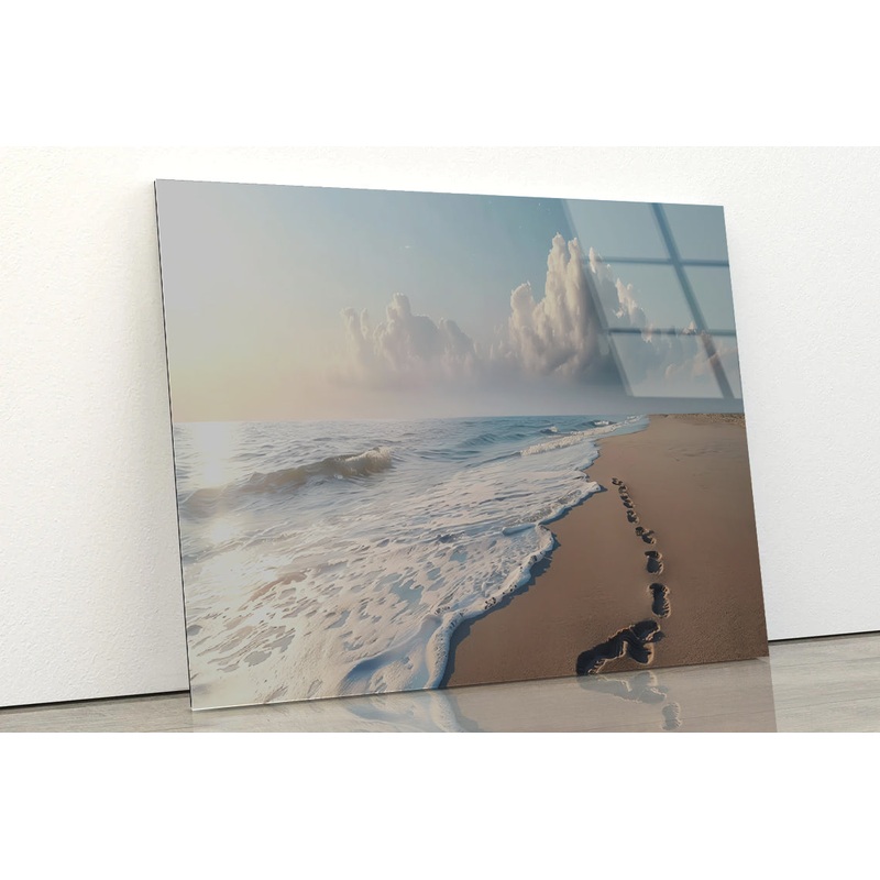 Beach with Waves and Clouds Acrylic Glass Print Tempered Glass Wall Art 100% Made in Australia Ready to Hang