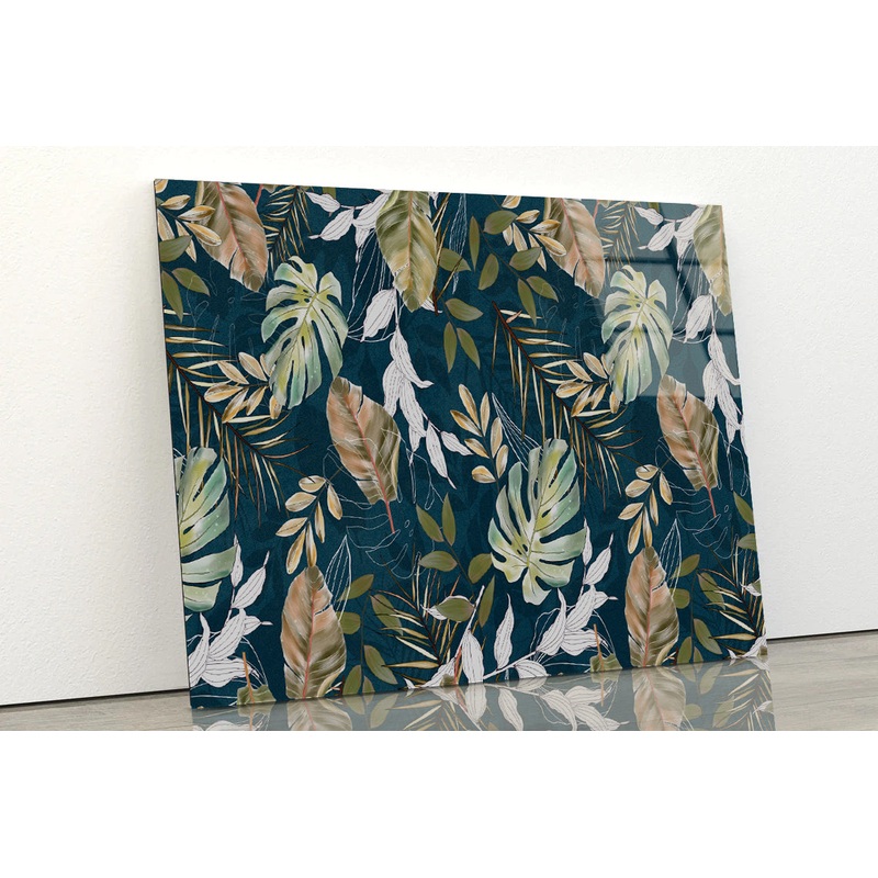 Beautiful Pattern of Tropical Leaves Acrylic Glass Print Tempered Glass Wall Art 100% Made in Australia Ready to Hang