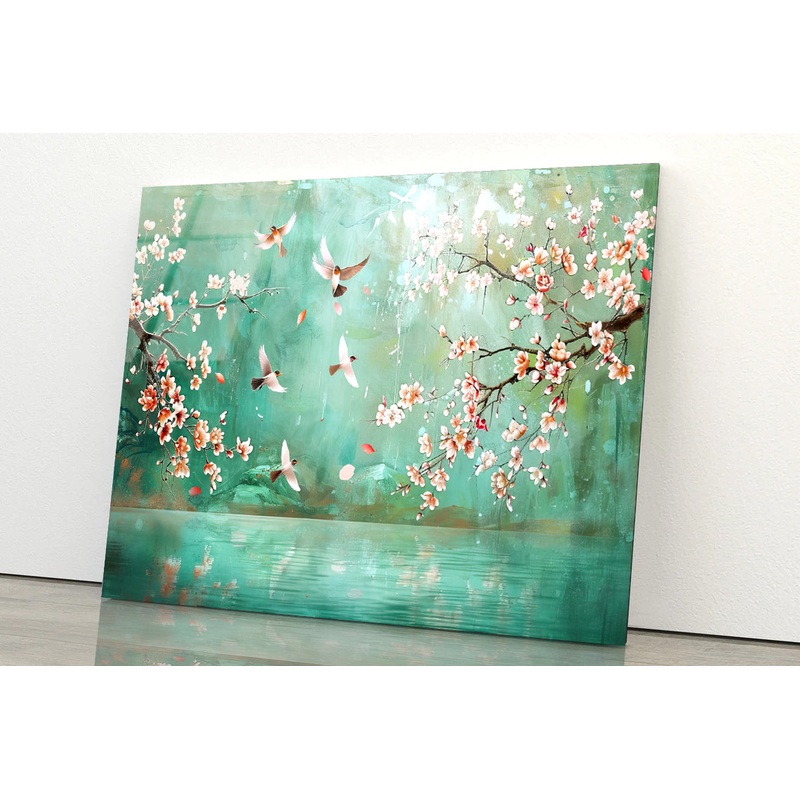 Birds Flying, Flowers Acrylic Glass Print Tempered Glass Wall Art 100% Made in Australia Ready to Hang