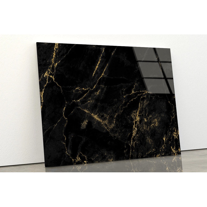 Black And Gold Marble Texture Acrylic Glass Print Tempered Glass Wall Art 100% Made in Australia Ready to Hang