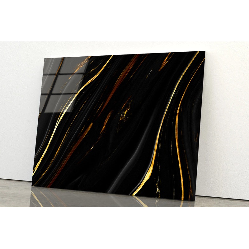 Black And Gold Modern Luxury Art Acrylic Glass Print Tempered Glass Wall Art 100% Made in Australia Ready to Hang