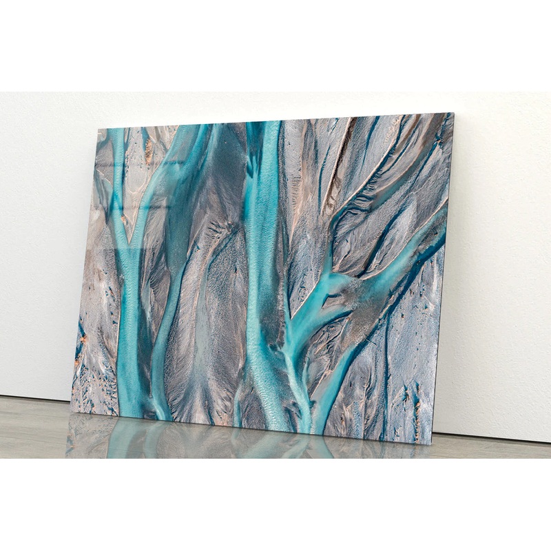 Blue Braided River in New Zealand Acrylic Glass Print Tempered Glass Wall Art 100% Made in Australia Ready to Hang