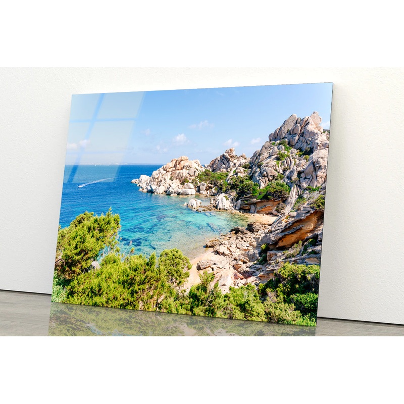 Blue Sea and Mountains in Italy Acrylic Glass Print Tempered Glass Wall Art 100% Made in Australia Ready to Hang