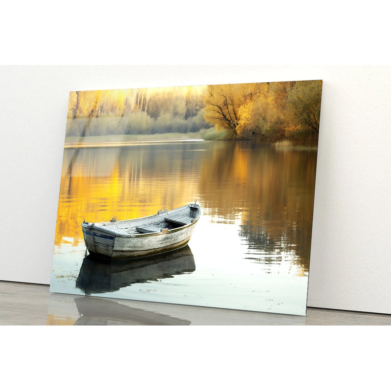 Boat, Lake & Trees Acrylic Glass Print Tempered Glass Wall Art 100% Made in Australia Ready to Hang