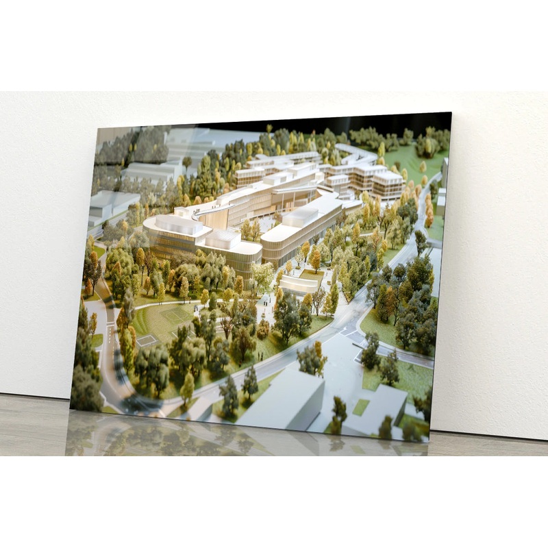 Buildings Surrounded By Trees Acrylic Glass Print Tempered Glass Wall Art 100% Made in Australia Ready to Hang
