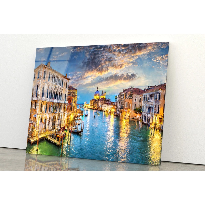 Canal with Buildings & Sky Acrylic Glass Print Tempered Glass Wall Art 100% Made in Australia Ready to Hang