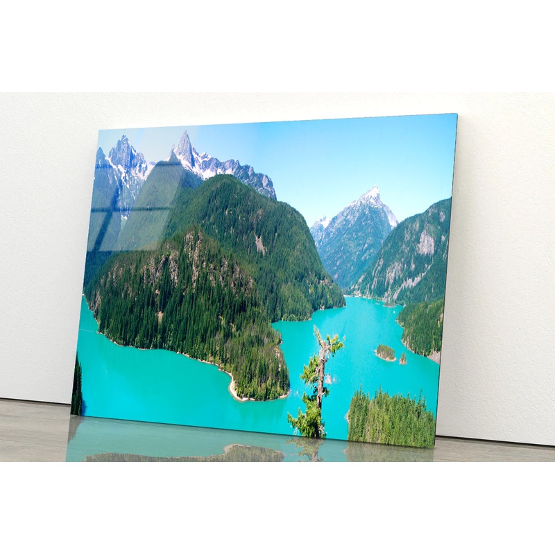 Cascade Mountain with Blue River Acrylic Glass Print Tempered Glass Wall Art 100% Made in Australia Ready to Hang