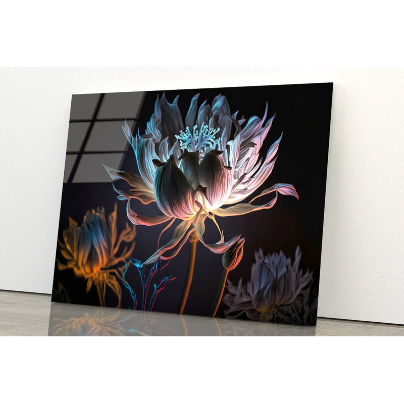 Close-Up of a Flower at Night Acrylic Glass Print Tempered Glass Wall Art 100% Made in Australia Ready to Hang