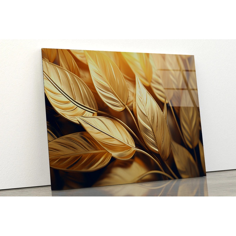Close-Up of Vibrant Golden Leaves Acrylic Glass Print Tempered Glass Wall Art 100% Made in Australia Ready to Hang