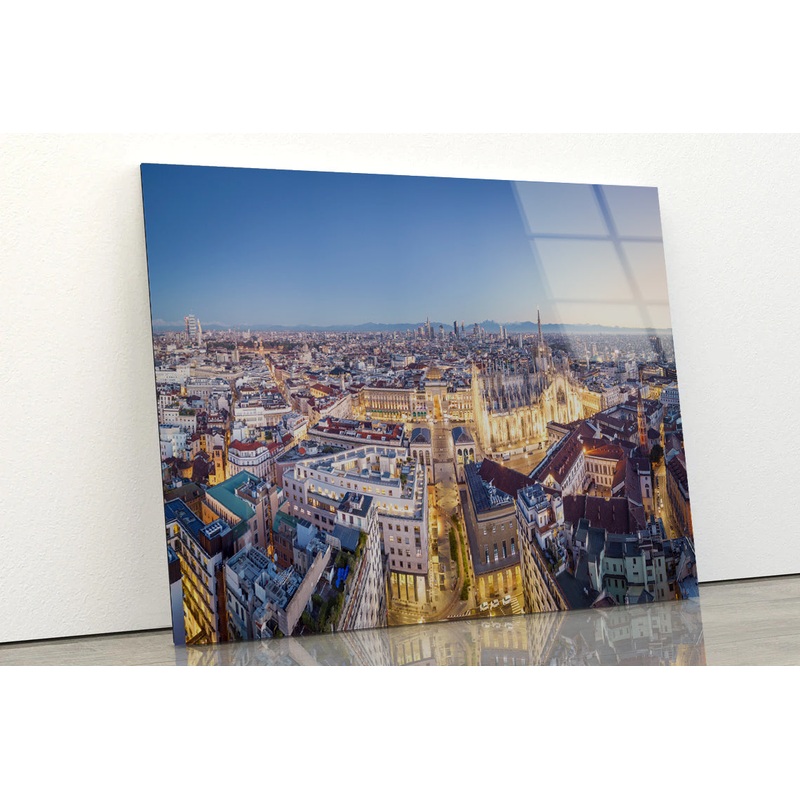 Duomo Di Milano With Evening Sky Acrylic Glass Print Tempered Glass Wall Art 100% Made in Australia Ready to Hang