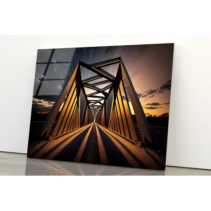 Evening Light, Metal Bridge Acrylic Glass Print Tempered Glass Wall Art 100% Made in Australia Ready to Hang