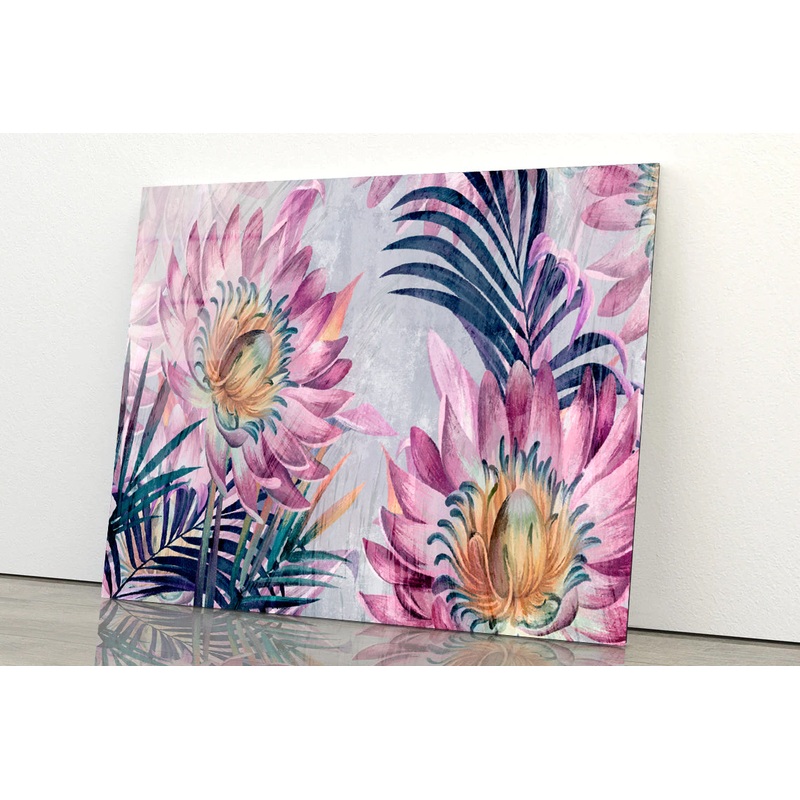 Floral Design Drawing Acrylic Glass Print Tempered Glass Wall Art 100% Made in Australia Ready to Hang