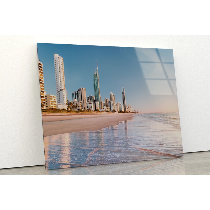 Shore of Mermaid Beach Australia Acrylic Glass Print Tempered Glass Wall Art 100% Made in Australia Ready to Hang