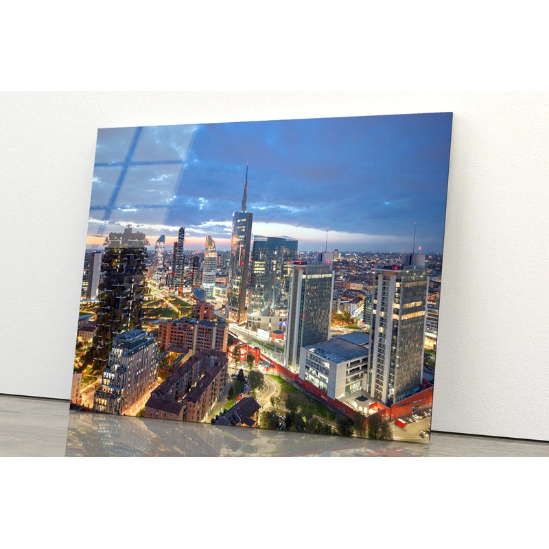 Skyline Of Milano Porta Nuova Acrylic Glass Print Tempered Glass Wall Art 100% Made in Australia Ready to Hang