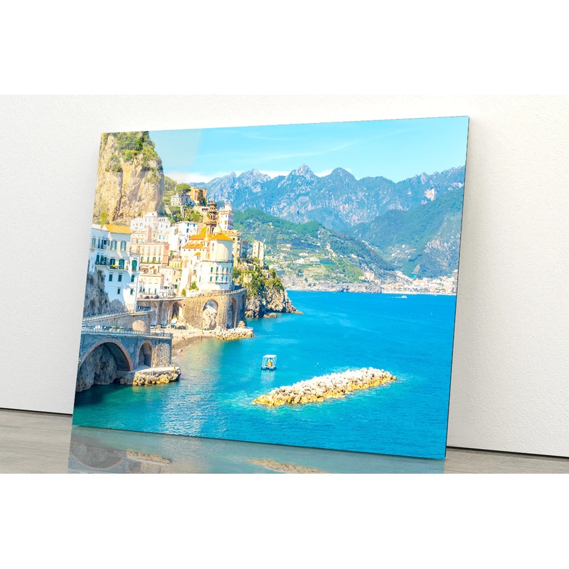 Small Rocky Island in Blue Ocean Acrylic Glass Print Tempered Glass Wall Art 100% Made in Australia Ready to Hang