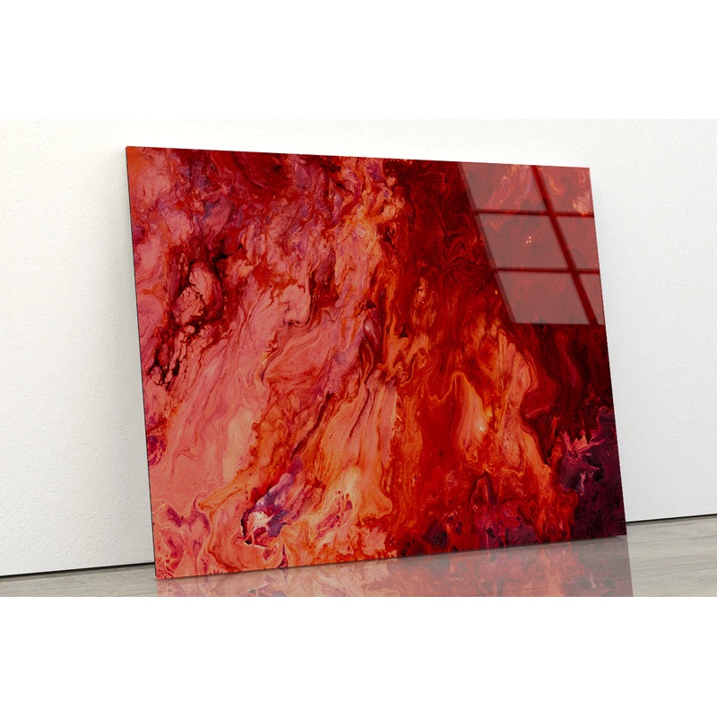 Splash Painting in Shades of Red Acrylic Glass Print Tempered Glass Wall Art 100% Made in Australia Ready to Hang