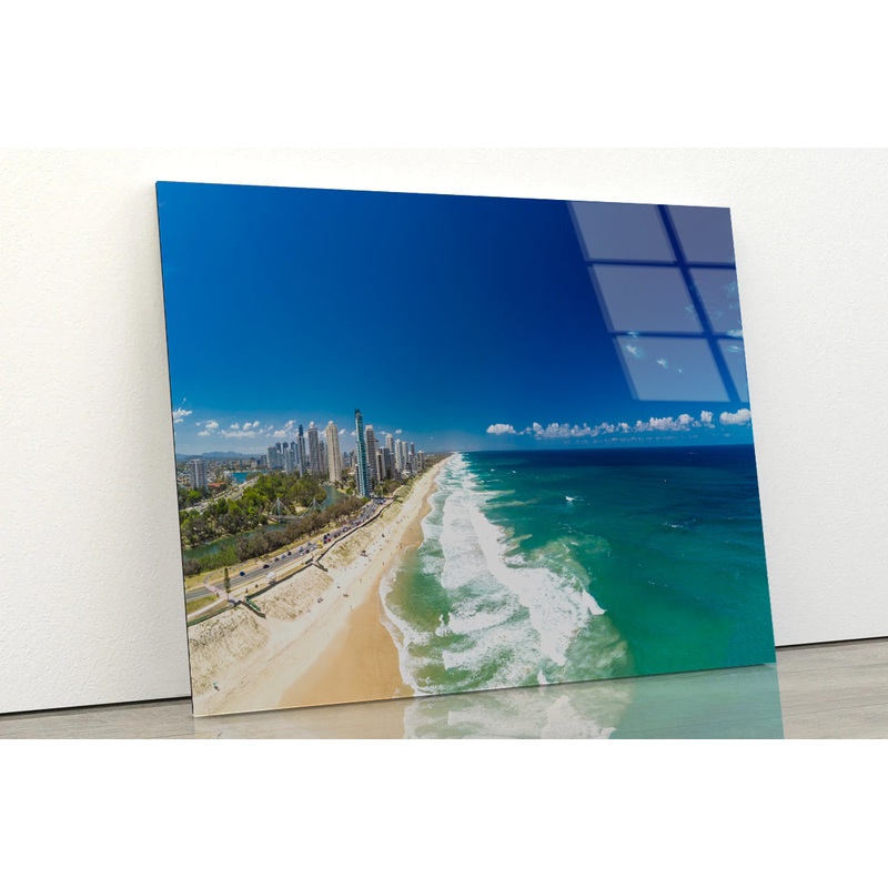 Surfers Paradise Beach Seashore Acrylic Glass Print Tempered Glass Wall Art 100% Made in Australia Ready to Hang