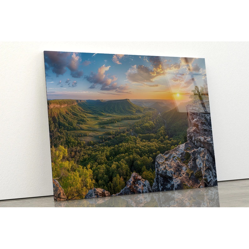 Trees and Hills, Sky View Acrylic Glass Print Tempered Glass Wall Art 100% Made in Australia Ready to Hang