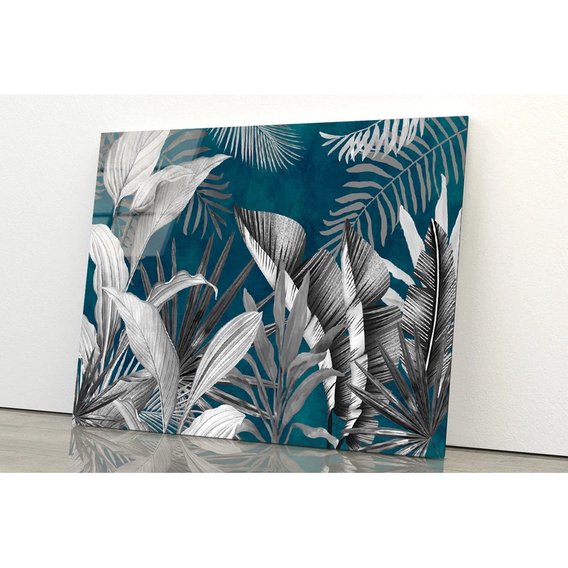Tropical Leaves Style Acrylic Glass Print Tempered Glass Wall Art 100% Made in Australia Ready to Hang