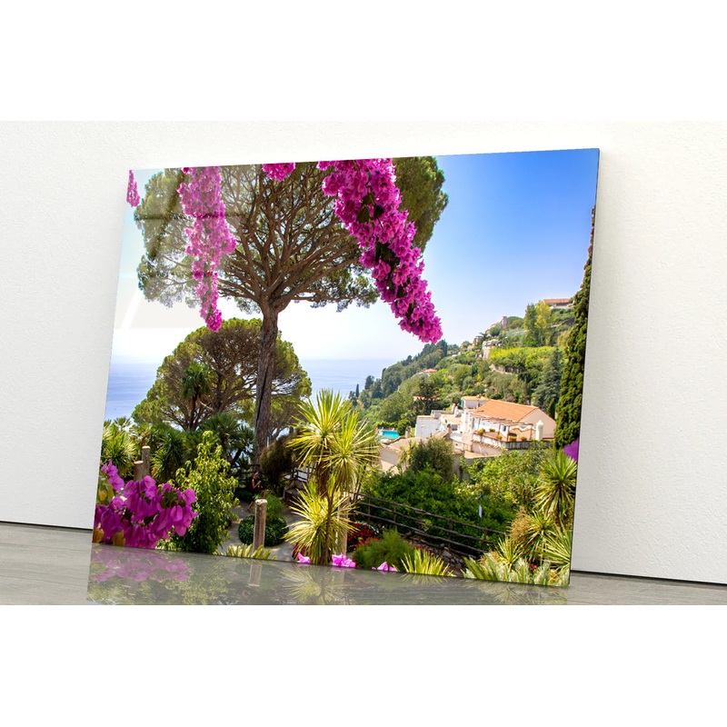 Umbrella Pine Tree and Flowers Acrylic Glass Print Tempered Glass Wall Art 100% Made in Australia Ready to Hang