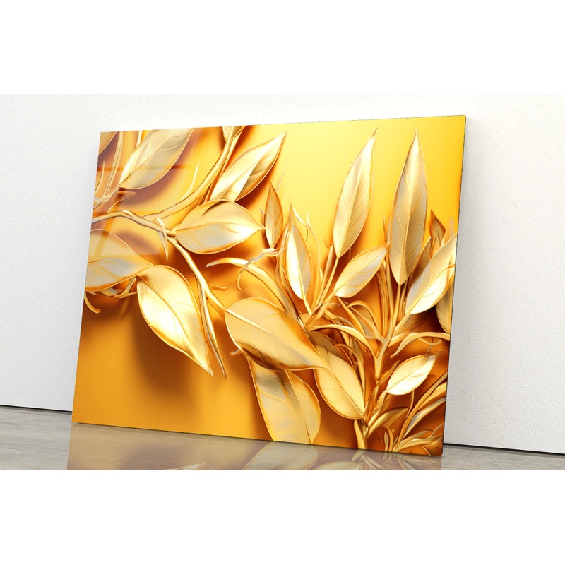 Vibrant Display of Golden Leaves Set Acrylic Glass Print Tempered Glass Wall Art 100% Made in Australia Ready to Hang