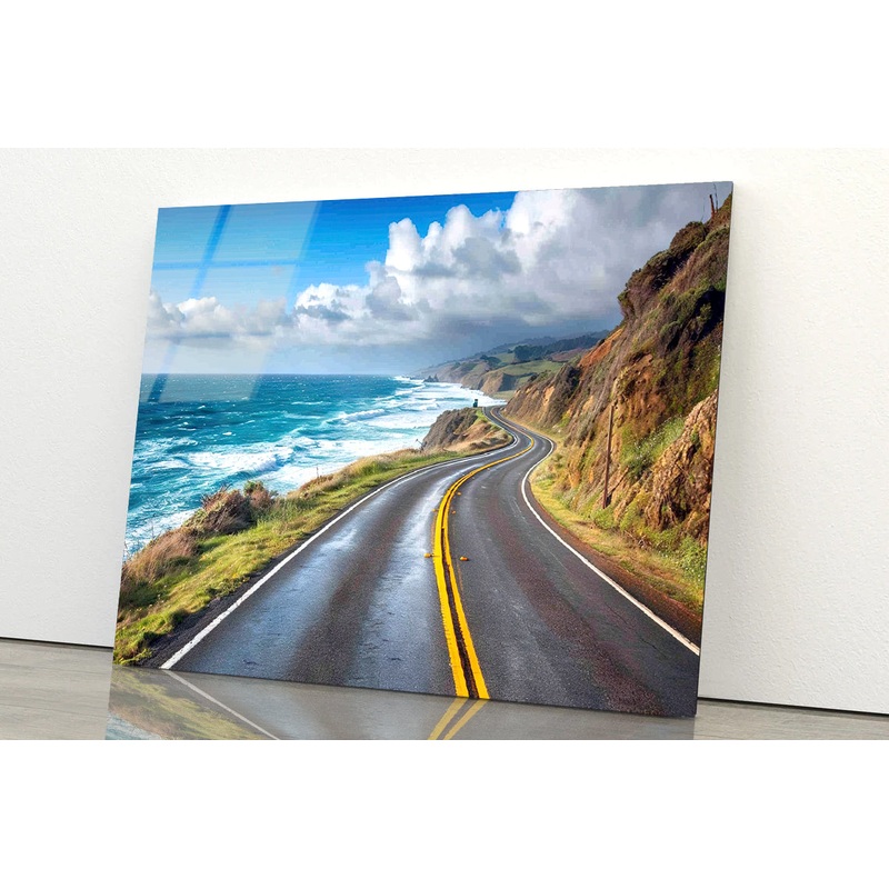 Winding Coastal Road, Ocean View Acrylic Glass Print Tempered Glass Wall Art 100% Made in Australia Ready to Hang