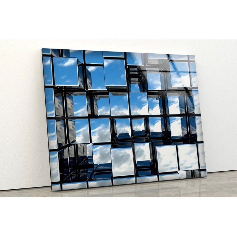 Abstract Box 3D Design Acrylic Glass Print Tempered Glass Wall Art 100% Made in Australia Ready to Hang
