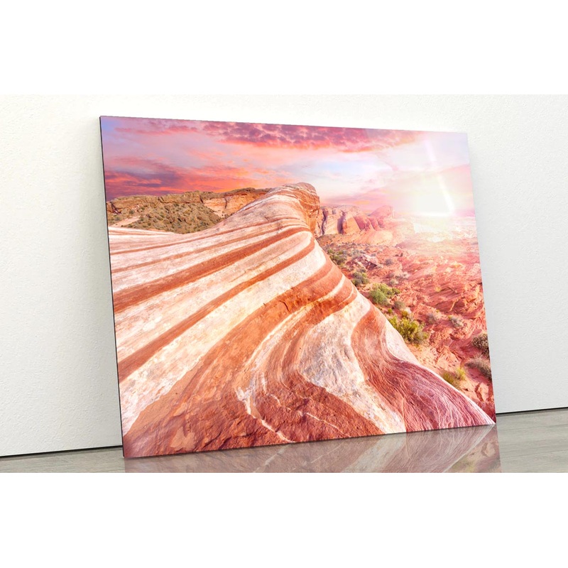 Amazing Colors and Shape of The Fire Wave Rock in Valley Of Fire State Park, Nevada, USA Acrylic Glass Print Tempered Glass Wall Art 100% Made in Australia Ready to Hang