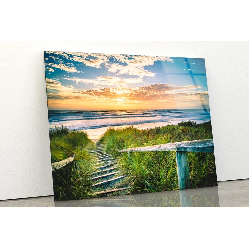 Beautiful View of a Beach at Sunset in Christchurch, New Zealand Acrylic Glass Print Tempered Glass Wall Art 100% Made in Australia Ready to Hang