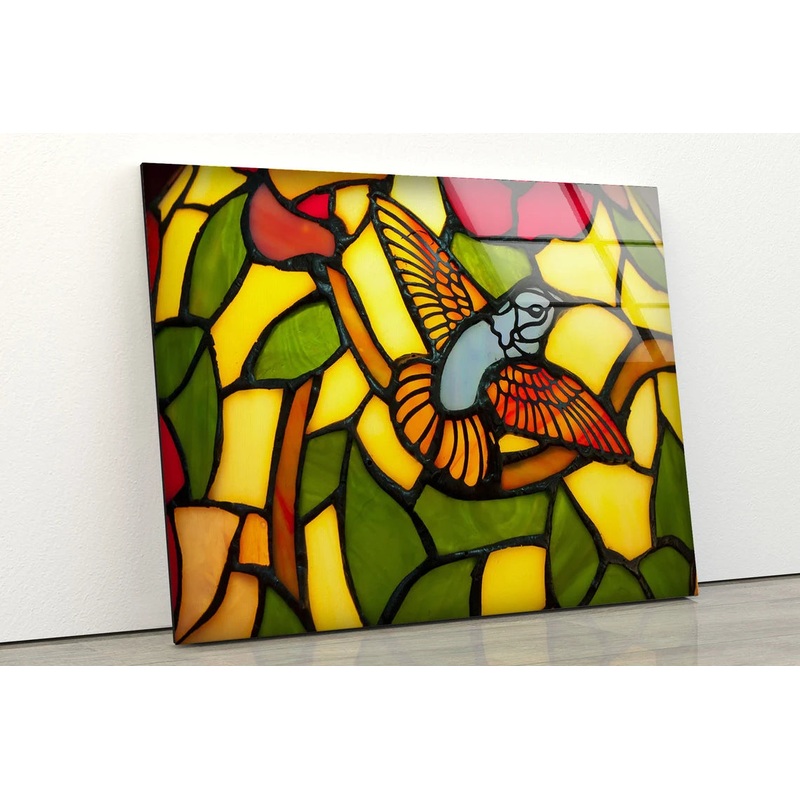 Bird & Shapes Abstract Design Acrylic Glass Print Tempered Glass Wall Art 100% Made in Australia Ready to Hang