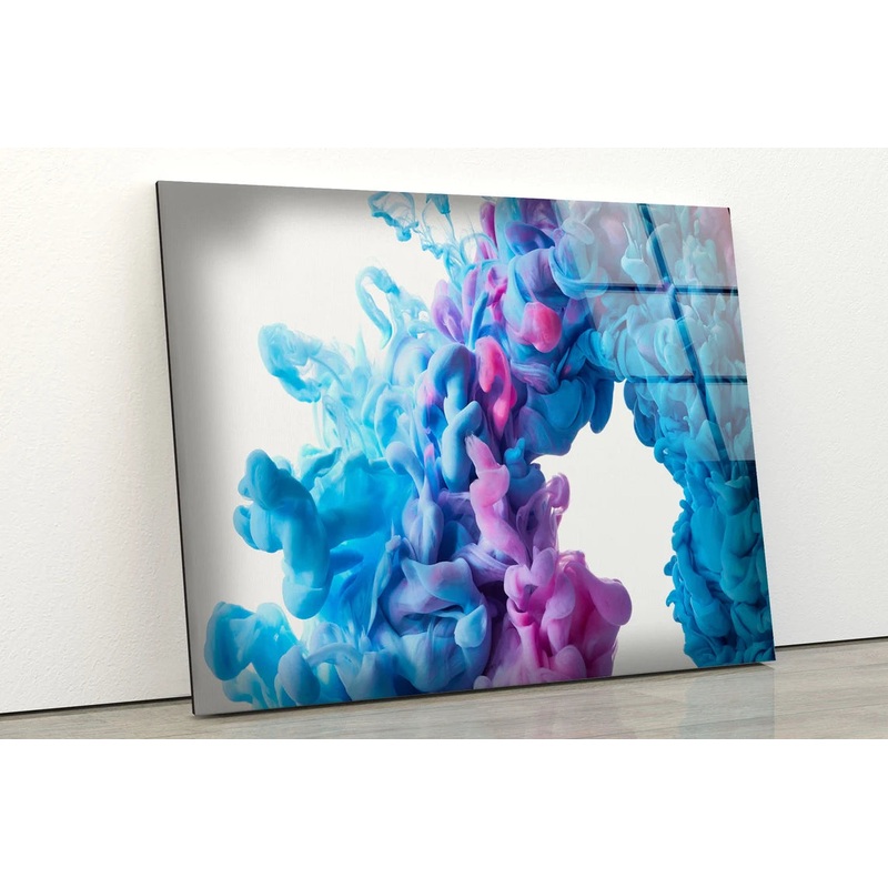 Blue & Pink Abstract Smoke Design Acrylic Glass Print Tempered Glass Wall Art 100% Made in Australia Ready to Hang