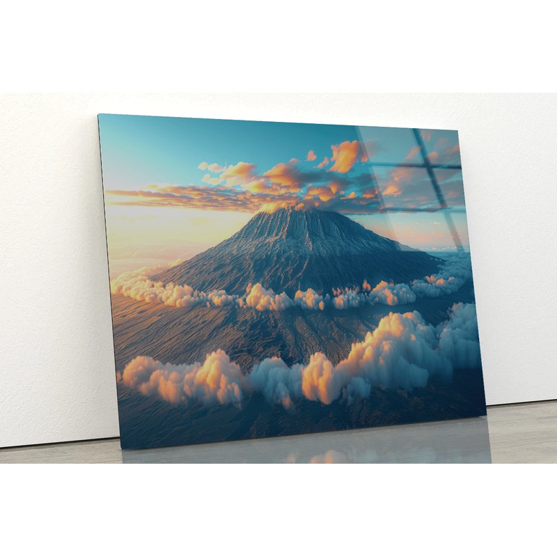 Clouds Around Mount Kilimanjaro Acrylic Glass Print Tempered Glass Wall Art 100% Made in Australia Ready to Hang