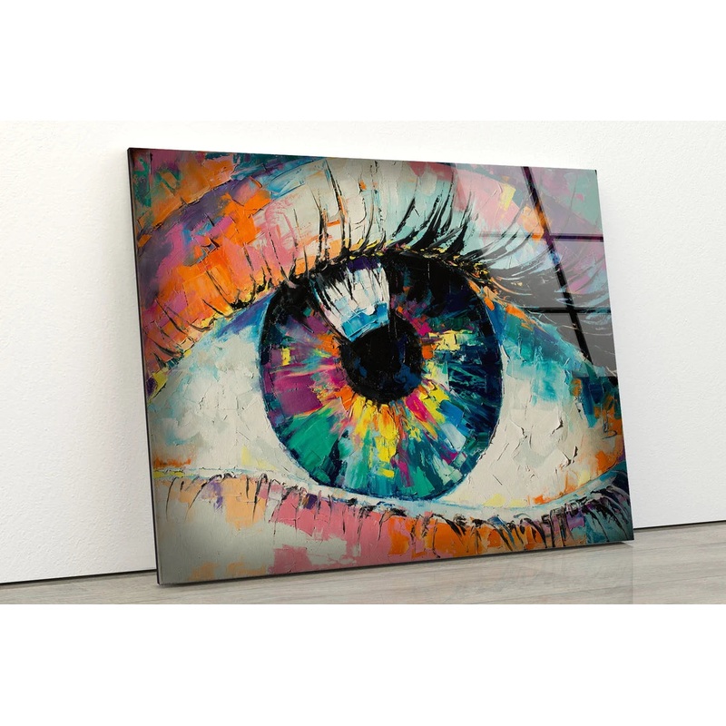 Colorful Abstract Eye Watercolor Painting Acrylic Glass Print Tempered Glass Wall Art 100% Made in Australia Ready to Hang