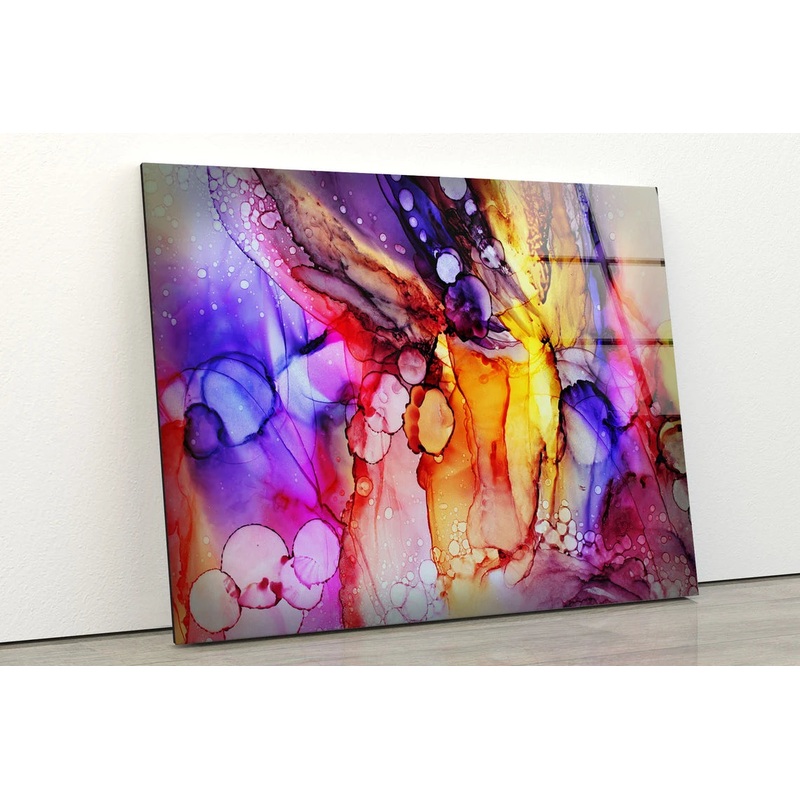 Colorful Abstract Watercolor Design Acrylic Glass Print Tempered Glass Wall Art 100% Made in Australia Ready to Hang