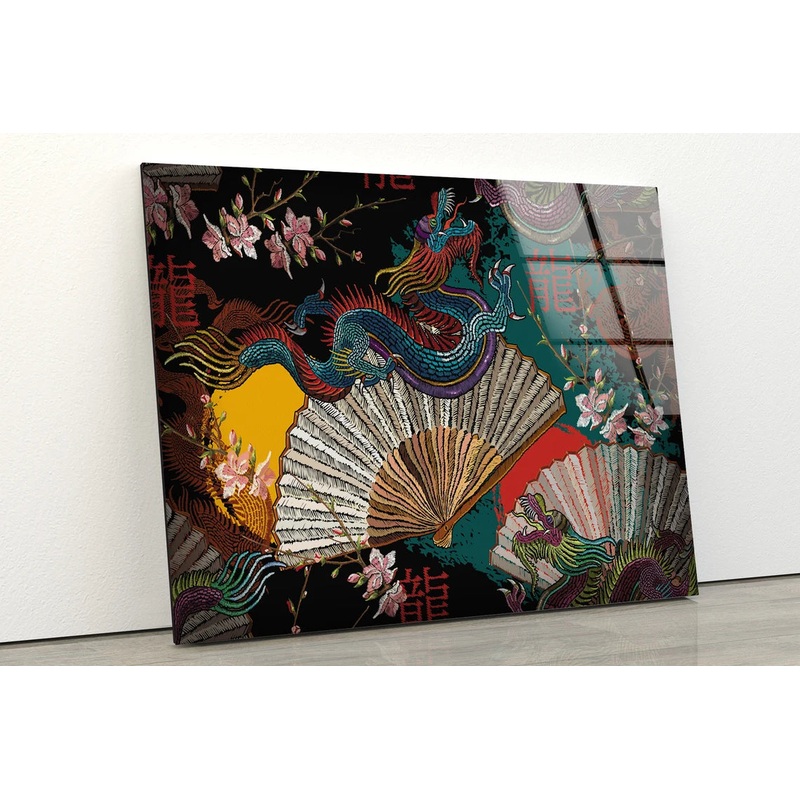 Colorful Chinese Dragon Abstract Design Acrylic Glass Print Tempered Glass Wall Art 100% Made in Australia Ready to Hang