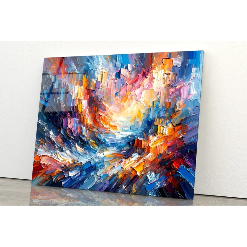 Colorful Textured Oil Paint Art Acrylic Glass Print Tempered Glass Wall Art 100% Made in Australia Ready to Hang
