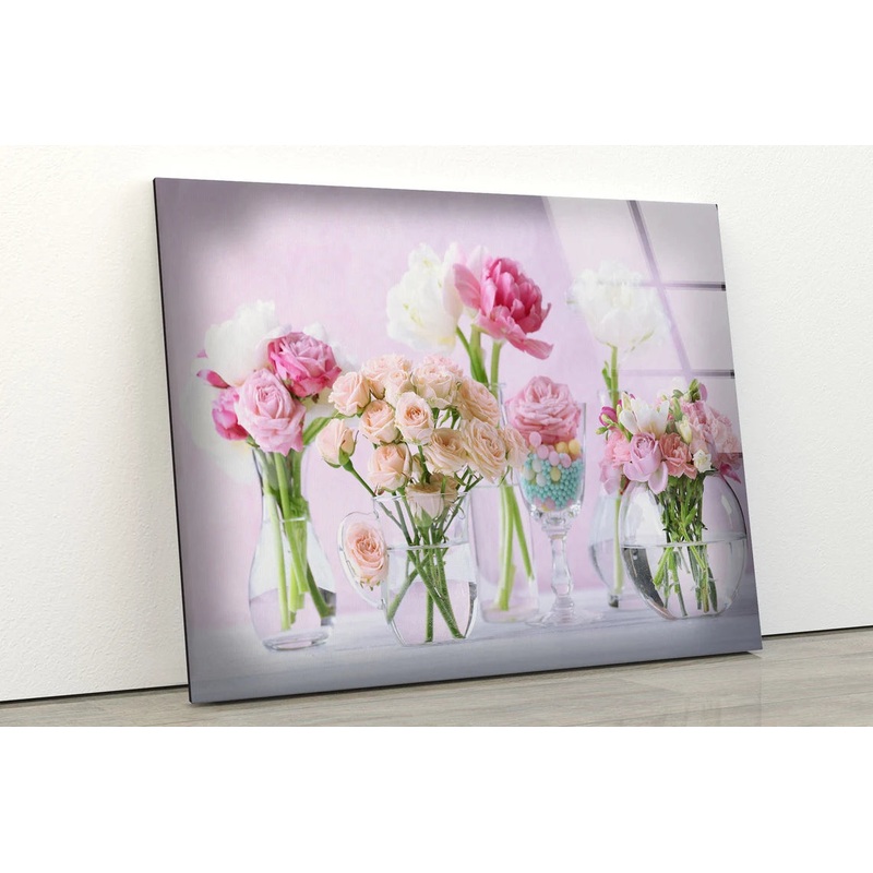 Flower Vases on Table Photograph Acrylic Glass Print Tempered Glass Wall Art 100% Made in Australia Ready to Hang