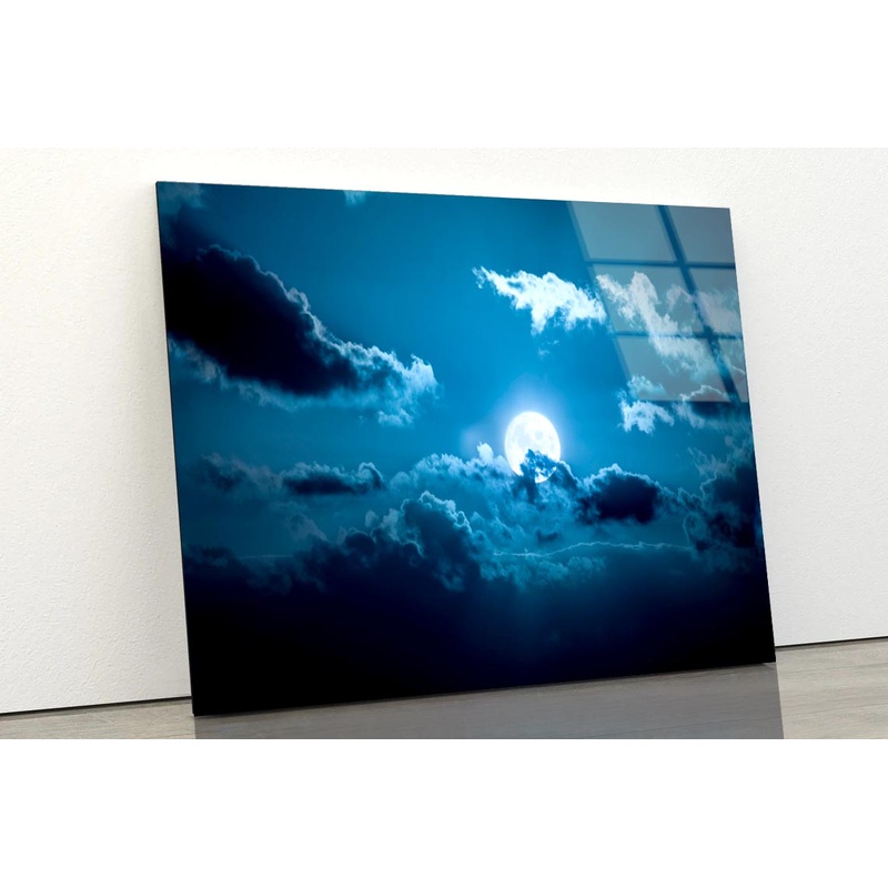 Full Moon Night Acrylic Glass Print Tempered Glass Wall Art 100% Made in Australia Ready to Hang