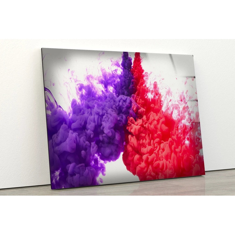 Purple & Red Abstract Smoke Design Acrylic Glass Print Tempered Glass Wall Art 100% Made in Australia Ready to Hang