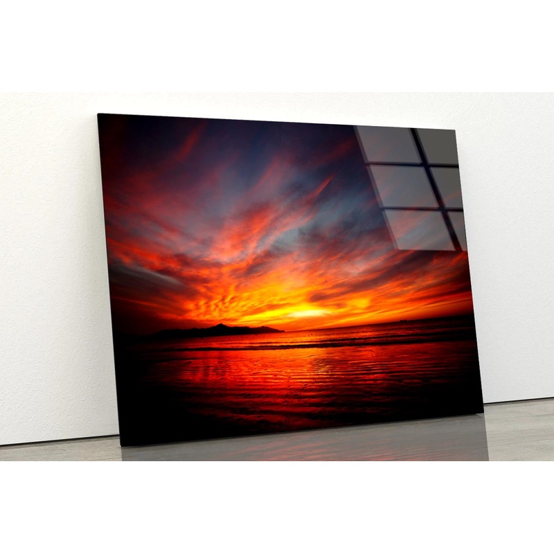 Red, Orange, And Yellow Sunset in Costa Rica Acrylic Glass Print Tempered Glass Wall Art 100% Made in Australia Ready to Hang