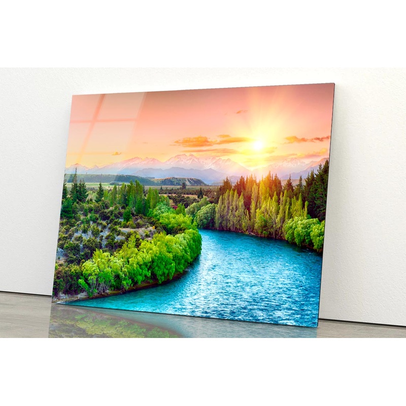 River Running Through a Lush Green Forest Acrylic Glass Print Tempered Glass Wall Art 100% Made in Australia Ready to Hang