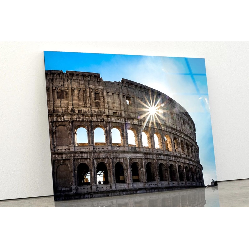 Sky & Views of The Coliseum Rome Acrylic Glass Print Tempered Glass Wall Art 100% Made in Australia Ready to Hang