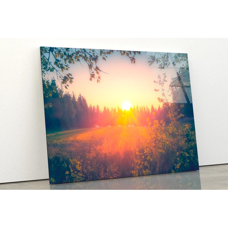 Summer Night Sunset View from Sotkamo, Finland Acrylic Glass Print Tempered Glass Wall Art 100% Made in Australia Ready to Hang