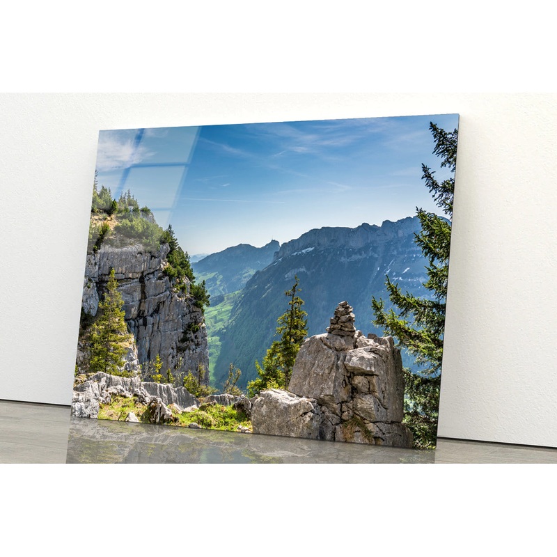 Swiss Alps Mountain Range with Sky Acrylic Glass Print Tempered Glass Wall Art 100% Made in Australia Ready to Hang