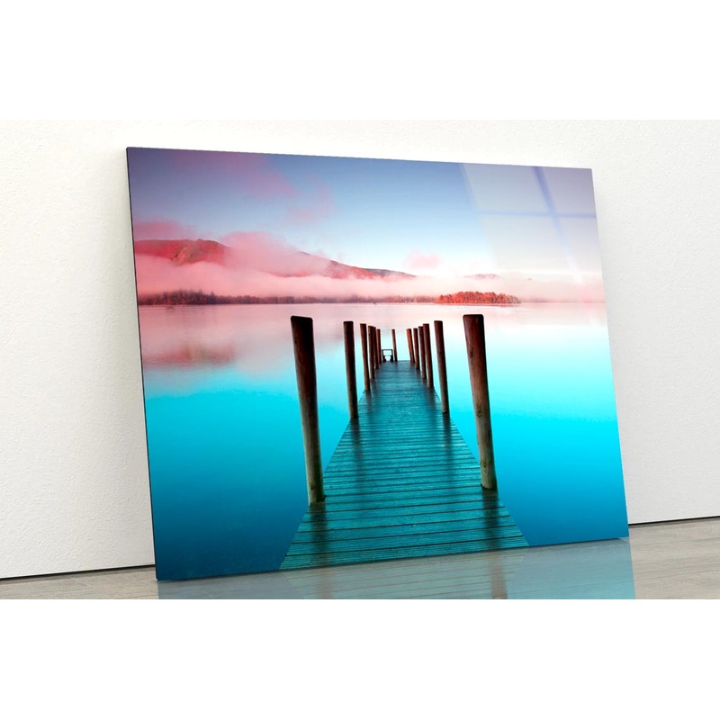 The Pier Is a Landing Stage on The Banks of Derwentwater Acrylic Glass Print Tempered Glass Wall Art 100% Made in Australia Ready to Hang